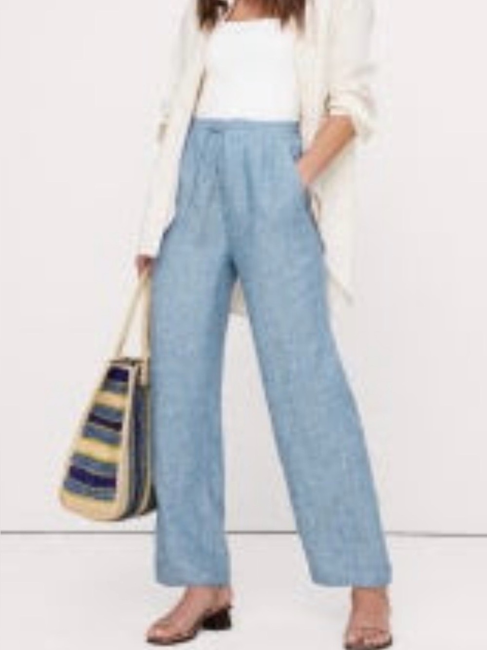 NWT Banana Republic European Linen 'The Getaway'Pants in Chambray blue, Small